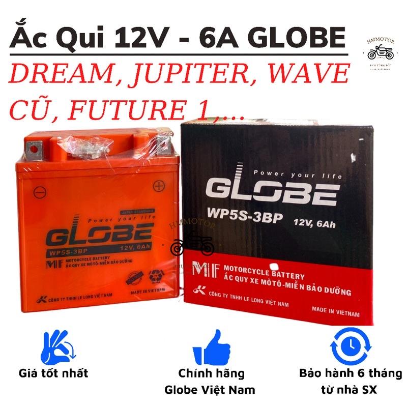 Ắc Qui Globe 12V-6A dành cho xe Dream, Future, Jupiter, Wave anpha - Hàng chính hãng
