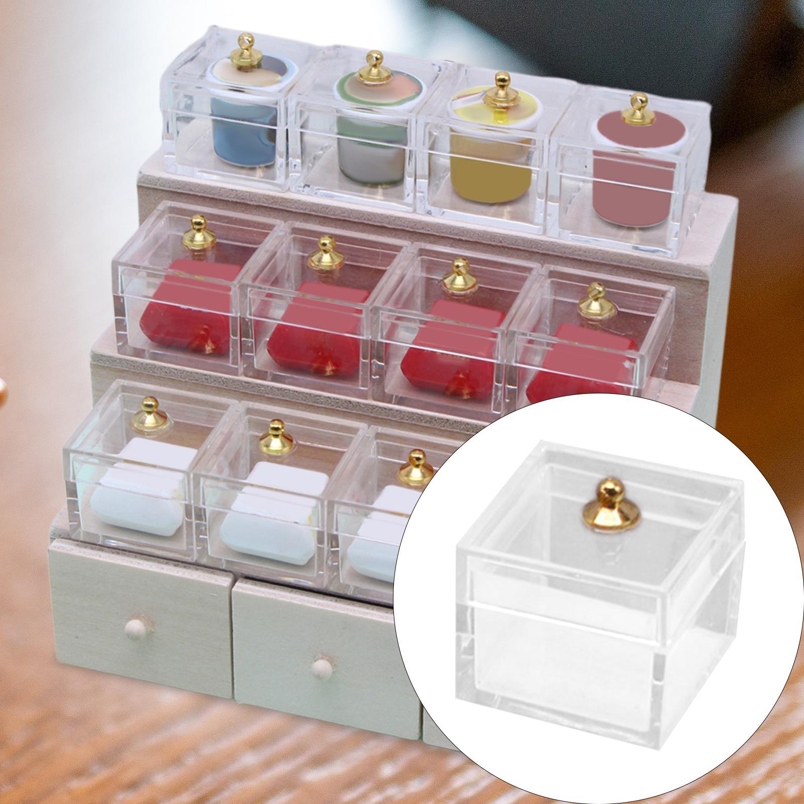 1/12 Doll House Miniature Statue Decoration Jewelry Box Dollhouse DIY Craft Decoration Accessories Miniature Doll Display Case for Handcraft