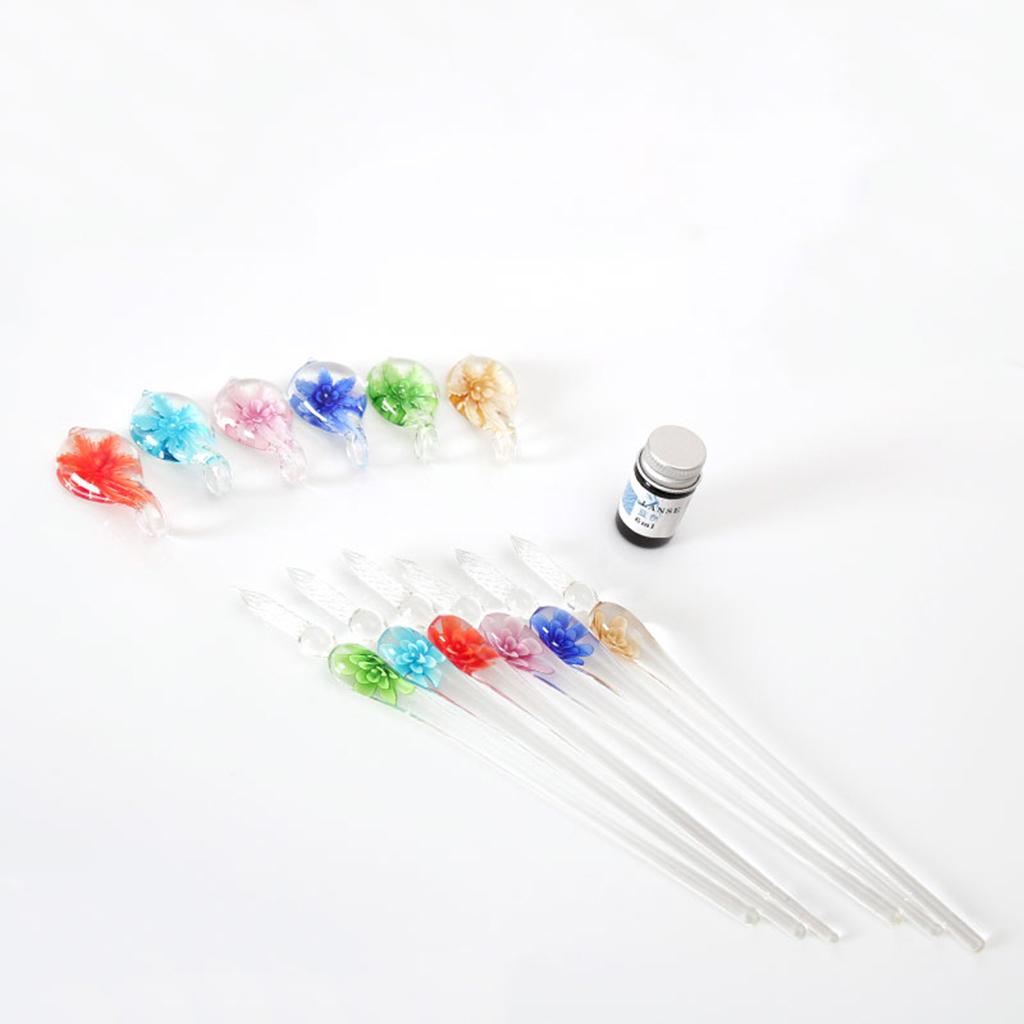 Vintage Glass WRITING PEN Elegant Crystal Glass Dip Sign Pen Great Gift Red