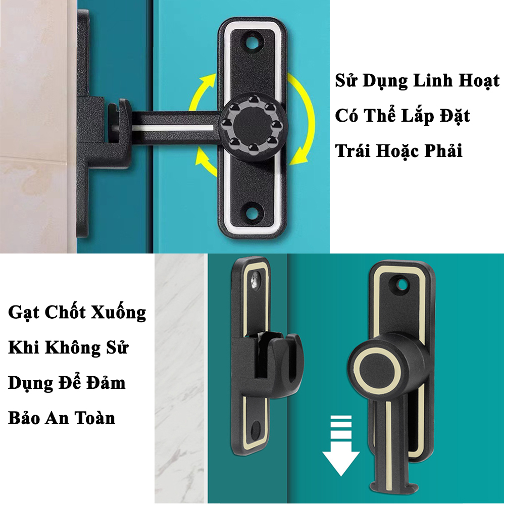 Chốt Khóa Cửa Trượt KUNBE Hợp Kim Dày Dặn Bền Bỉ Lắp Được Cả Cửa Lùa, Xoay, Góc 90 Độ Và 180 Độ