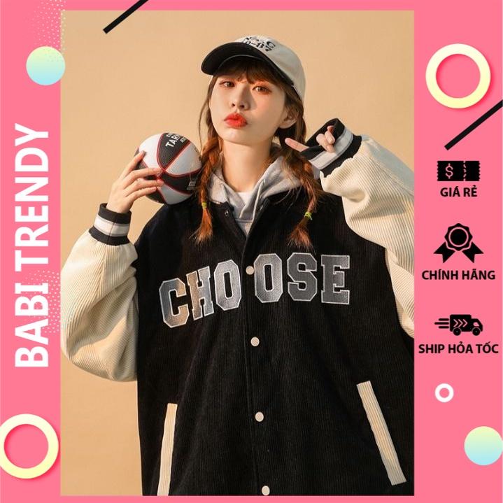 Áo khoác Bomber Chooose unisex chất nhung phong cách hàn quốc rẻ đẹp hot hit hàng rẻ đẹp ST209 - babitrendy