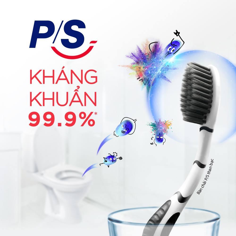 COMBO 2 Bàn Chải Đánh Răng P/S Than Bạc Siêu Mềm Kháng Khuẩn 99.9% x 2