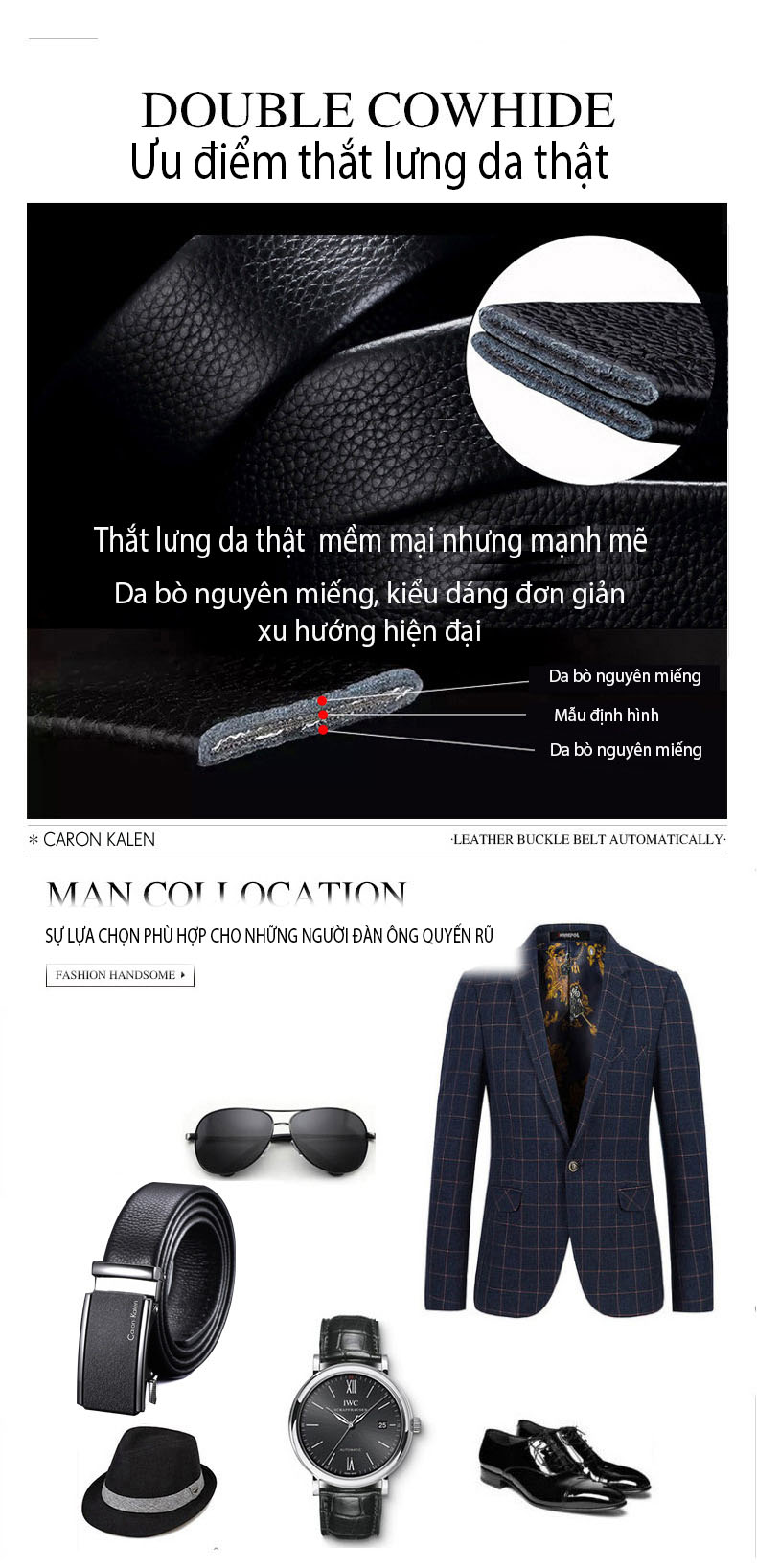 Thắt lưng/ dây nịt nam da bò cao cấp mã 74230DIE - Kiểu 4