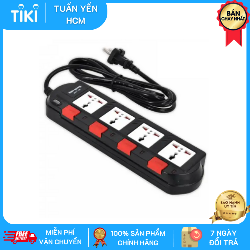 Ổ Cắm Điện Quang Đq Esk Sm740Sl 4 Lỗ 3 Chấu - Trắng Đen Đỏ - 2M