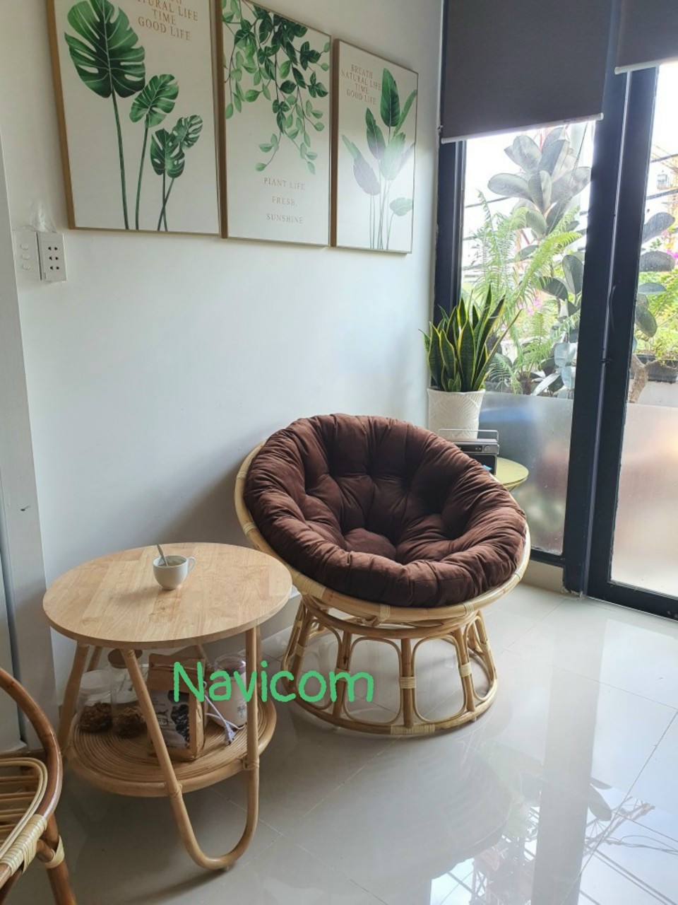Ghế papasan màu nâu đen