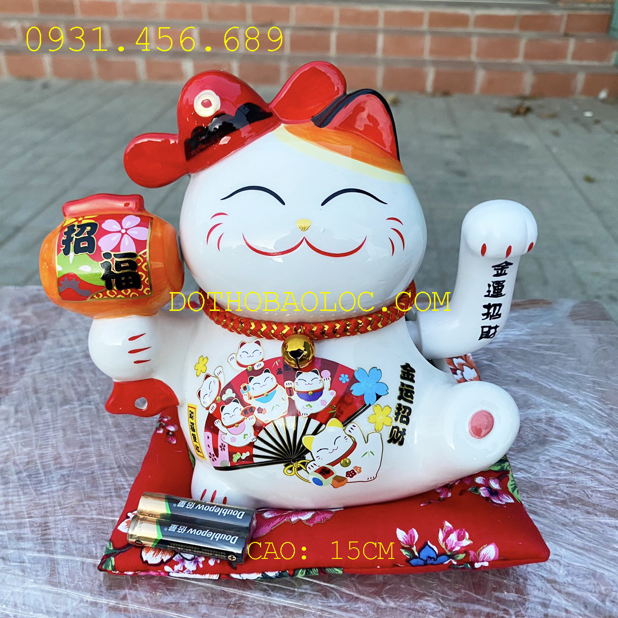 Mèo thần tài tay cầm búa đội mũ quan mang tài lộc cho gia chủ - Cao 16cm