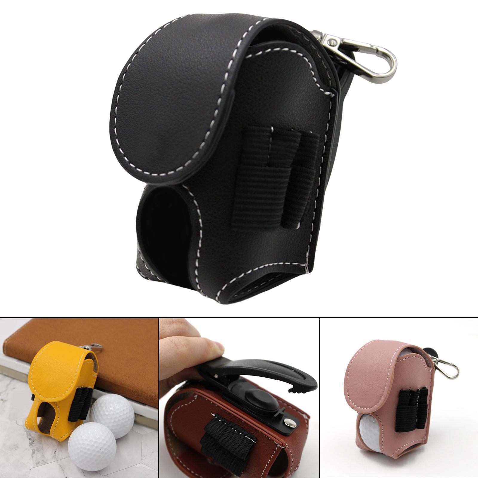 PU Leather Golf Ball Carry Bag Waist Pouch with Hook Golf Accessory