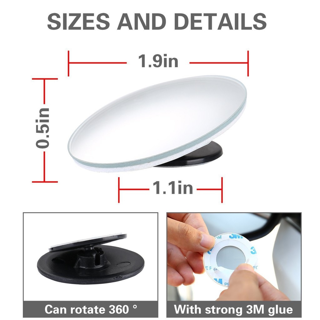 ROGTZ Bộ 02 Gương Cầu Lồi Đa Cực 360 Độ Gắn Gương Chiếu Hậu Ô Tô, Xe Máy - Hàng Nhập Khẩu