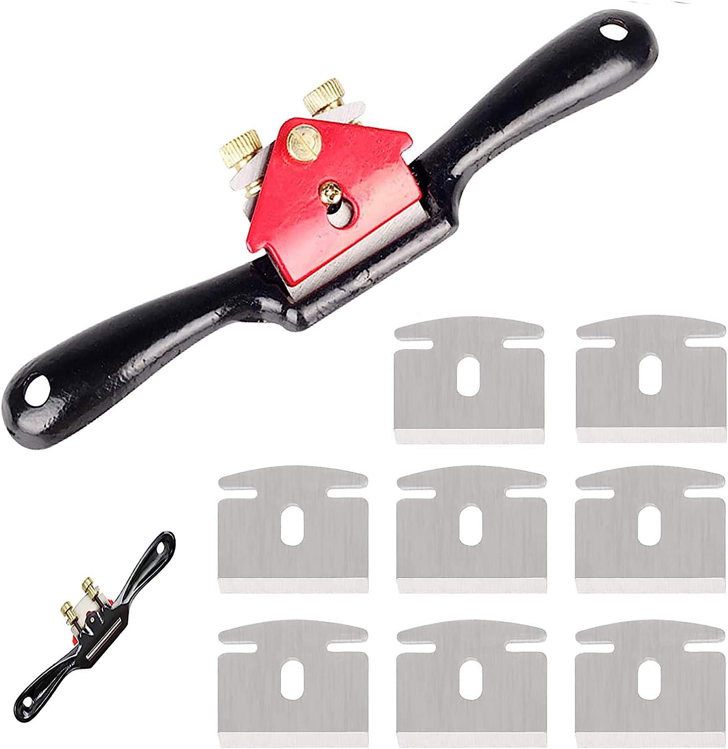 Chweif Plane, Dụng cụ cắt tỉa cầm tay dạng bào gỗ điều chỉnh 210mm, với 8 lưỡi dự phòng, Dụng cụ cầm tay dạng bào cầm tay có thể điều chỉnh bằng vít