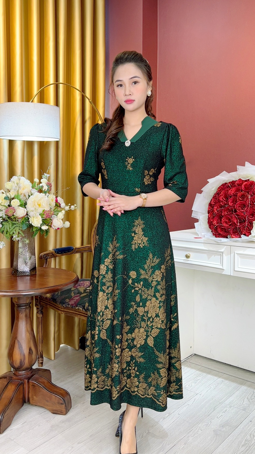 Đầm Trung Niên [ Linh Trà ] (TM 1059) Trẻ Trung Thiết Kế Trang Nhã Thanh Lịch Bigsize Đi Làm Đi Tiệc Cho Bà Cho Mẹ U50