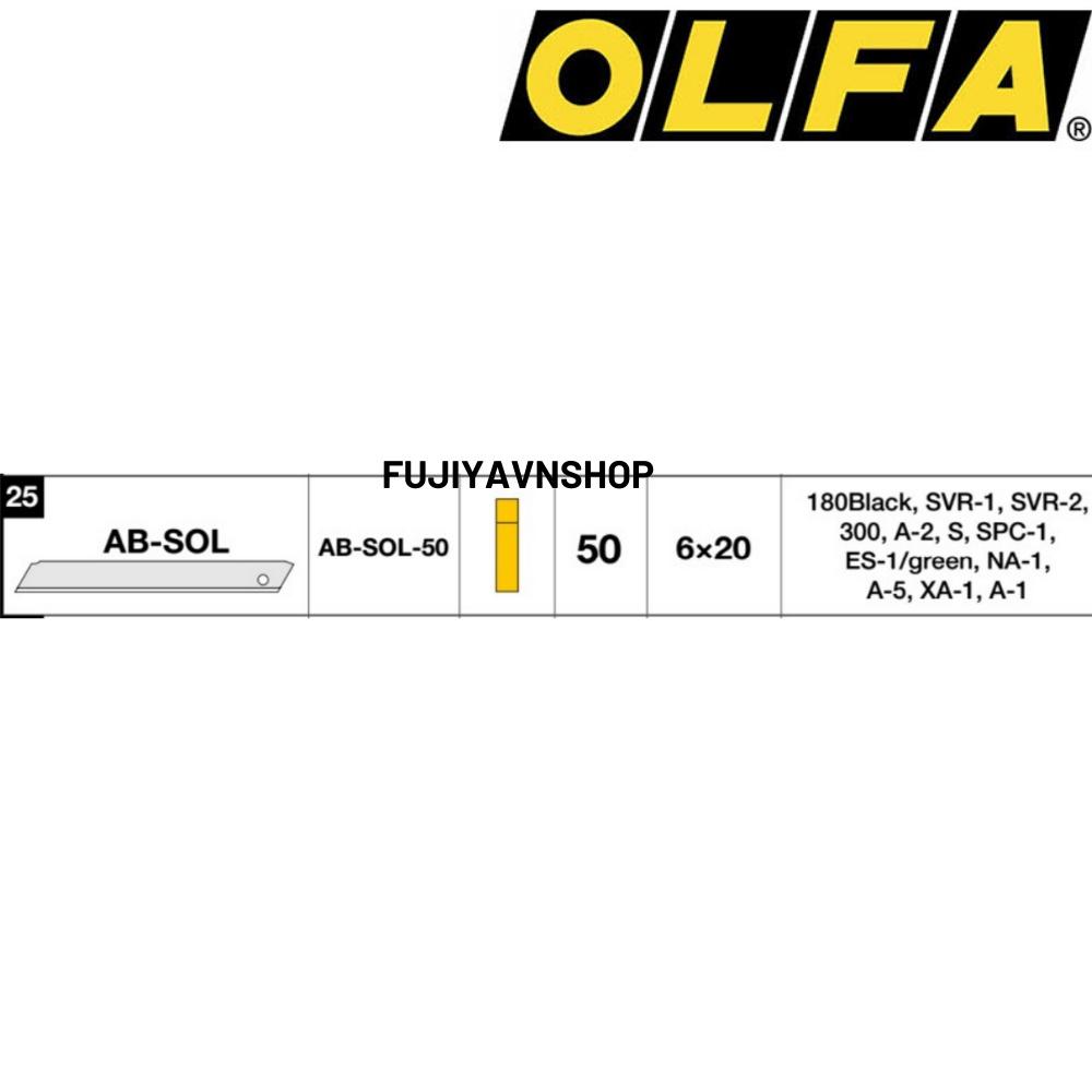 Lưỡi dao thay thế Olfa (không khía) AB-SOL-50