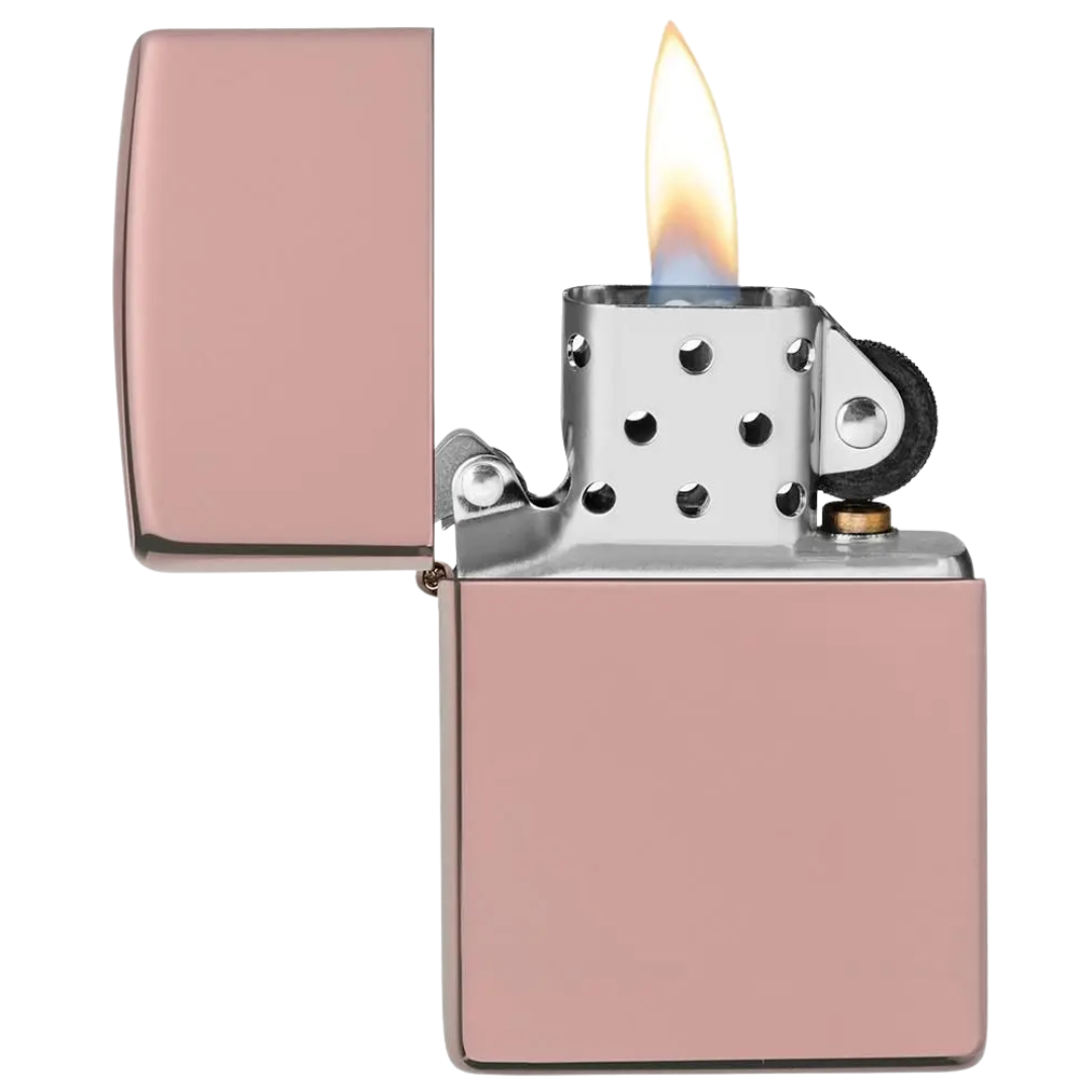 Bật Lửa Zippo Mỹ High Polish Rose Gold – Vỏ Dày Mạ Vàng Hồng Cao Cấp, Chống Gió, Bảo Hành Trọn Đời