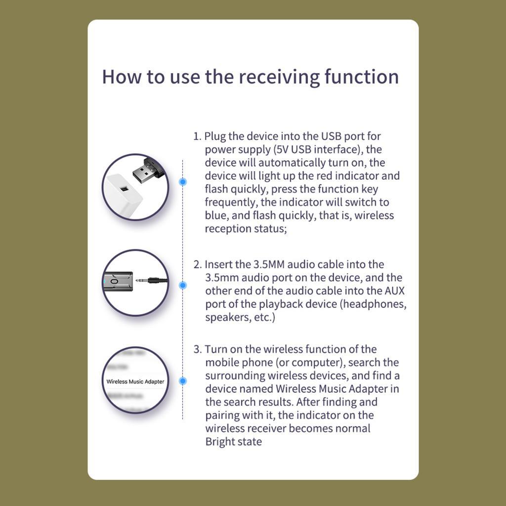 USB 5.0 Dongle Mini Bluetooth Transmitter Receiver with 3.5mm Digital Audio for PC Home Headphones TV Car