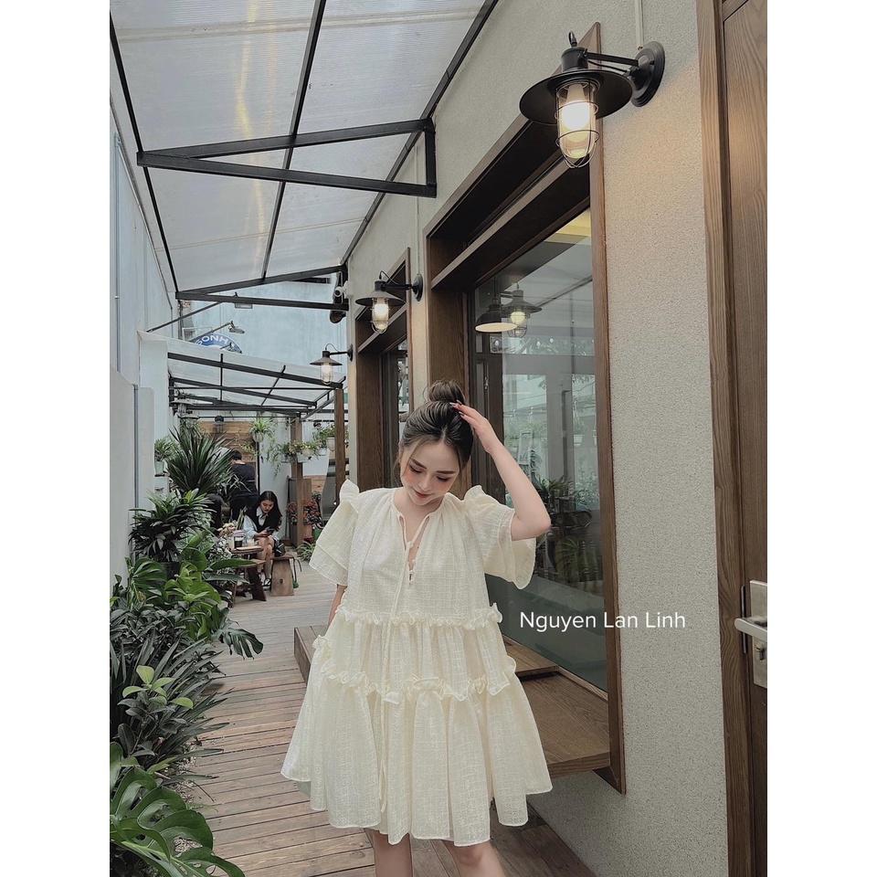 ĐẦM ĐI CHƠI, ĐẦM BABYDOLL TẦNG NƠ TAY NGẮN CỔ KIỂU CỰC XINH LUN Ạ