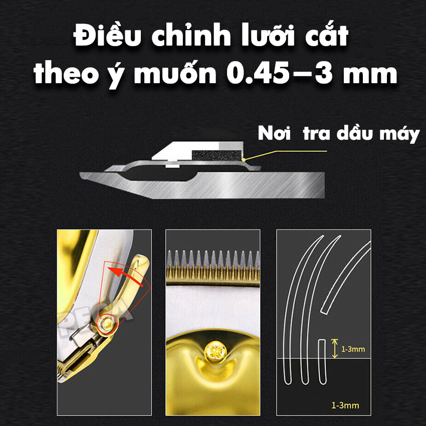 Tông đơ cắt tóc không dây chuyên nghiệp Kemei KM-1986 pin trâu màn hình hiển thị LCD dùng cắt tóc, cạo trắng tattoo tóc thích hợp sử dụng cho Barber shop, tiệm tóc ( Màu vàng )