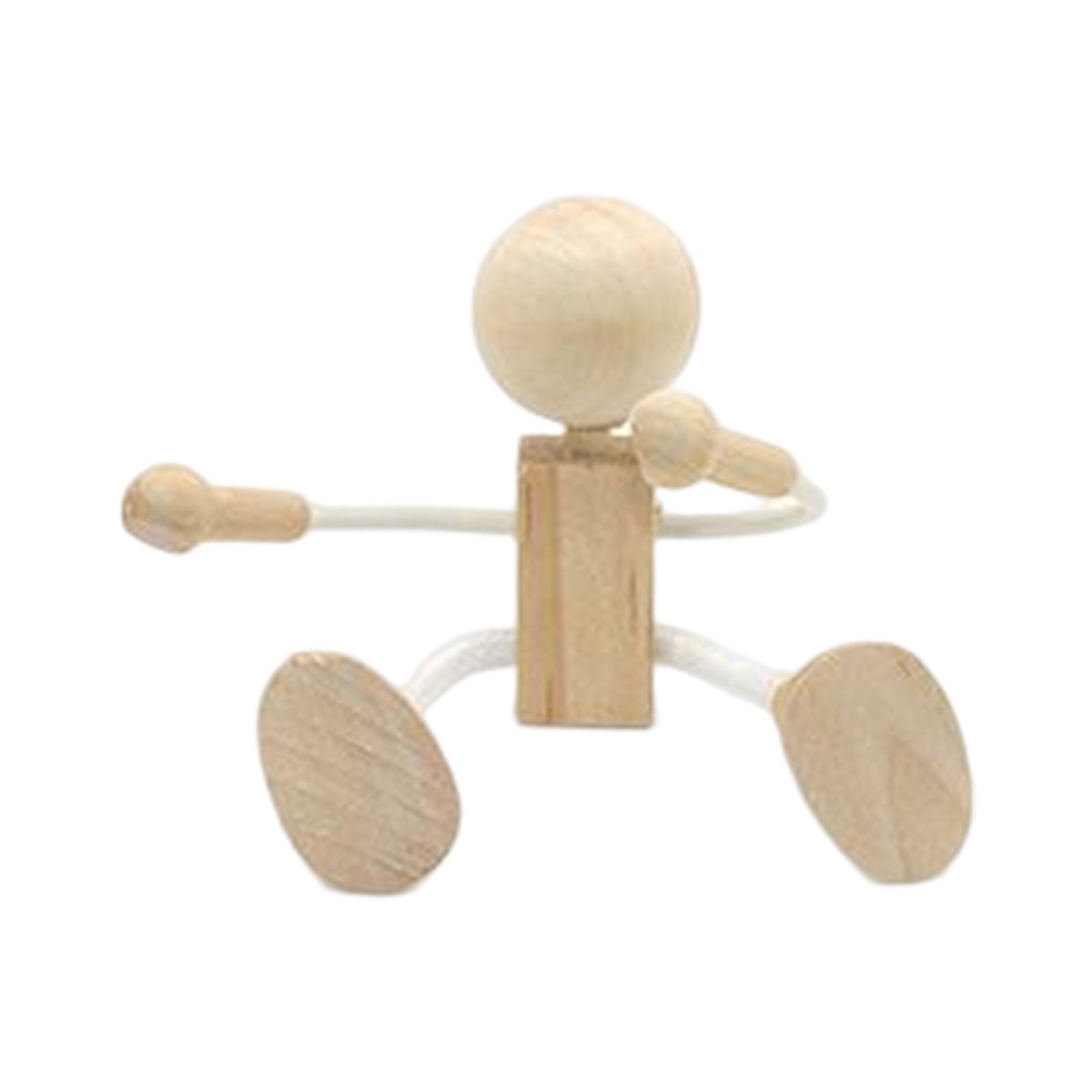 Wooden Doll Toy Figurine Adorable for Desktop Decor Early Learning Teenagers