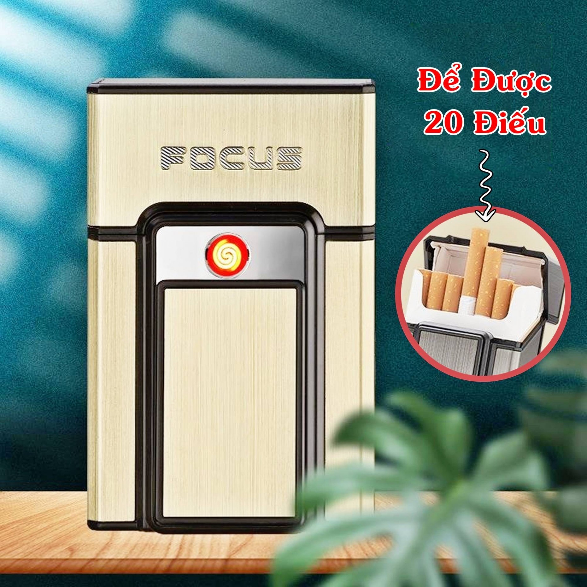 Hộp quẹt bật lửa điện - hộp thuốc focus 2in1 -