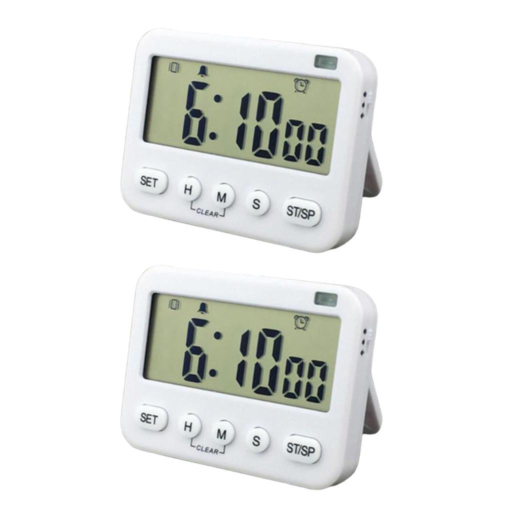 2pcs LED Digital Alarm Clock Desk Table Timer Vibration Switch Timer