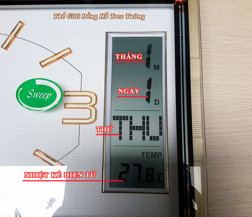 Đồng hồ EASTAR KIM TRÔI DẠ QUANG Có NHẠC GÕ Báo Giờ - LỊCH VẠN NIÊN và NHIỆT KẾ - Mặt Trắng Kim Đen DẠ QUANG - Tặng Pin Maxell