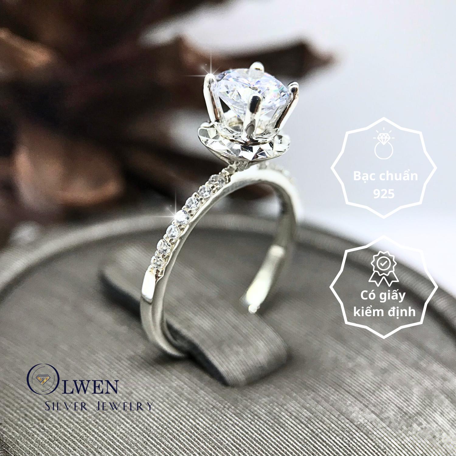 Nhẫn Cầu Hôn Đính Đá OlwenSilverJewelry cho Nữ - Women