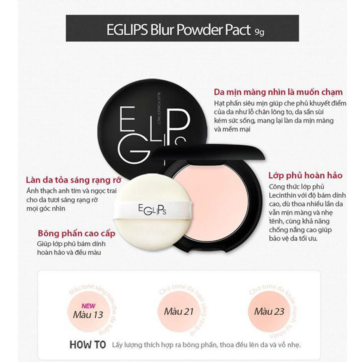 Phấn Phủ Dạng Nén Eglips Blur Powder Pact 9g