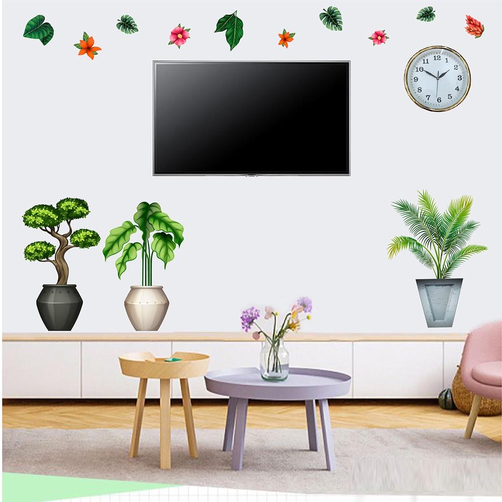 Decal trang trí quán bộ chậu bonsai mini