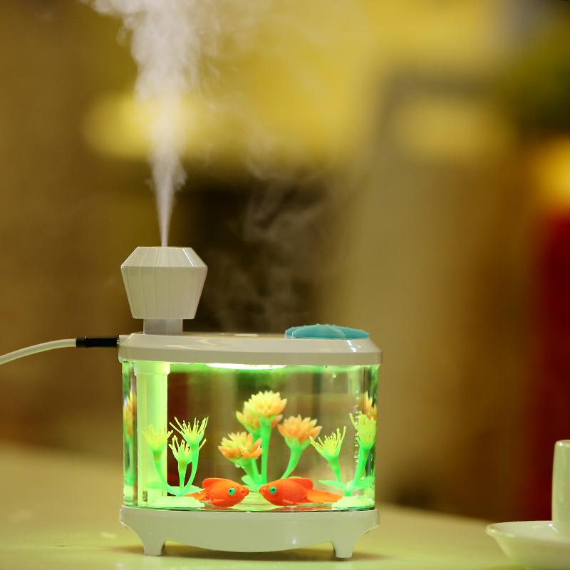 Bể Cá Mini Máy Phun Sương Tạo Ẩm Khuếch Tán Tinh Dầu 460 Ml Im Lặng Atomizer USB Máy Phun Dễ Thương Dạ Quang Máy Phun Sương Tạo Thích Hợp Cho Văn Phòng Nhà