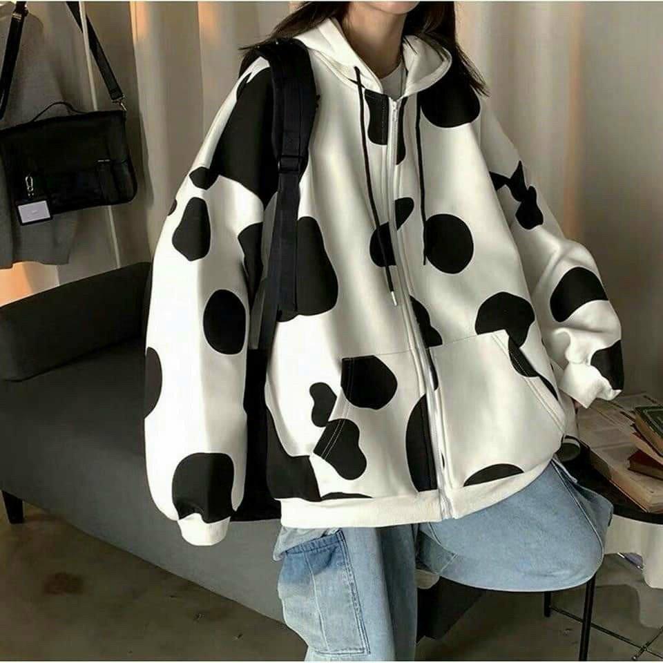 Áo khoác nam nữ thun cotton 4 chiều in 3D bò sữa siêu đẹp phong cách dễ thương,Áo khoác hoodie nỉ nữ form rộng in màu 3D họa tiết bò sữa cực đẹp phong cách Ulzzang chống nắng tốt