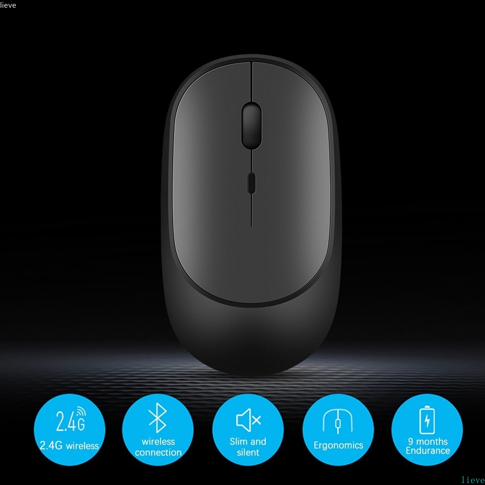 Chuột Bluetooth Không Dây Cho MacBook PC iPad Máy Tính Sạc Kép Chế Độ Bluetooth + USB Mous,Ergonomic Silent Chuột Không Dây