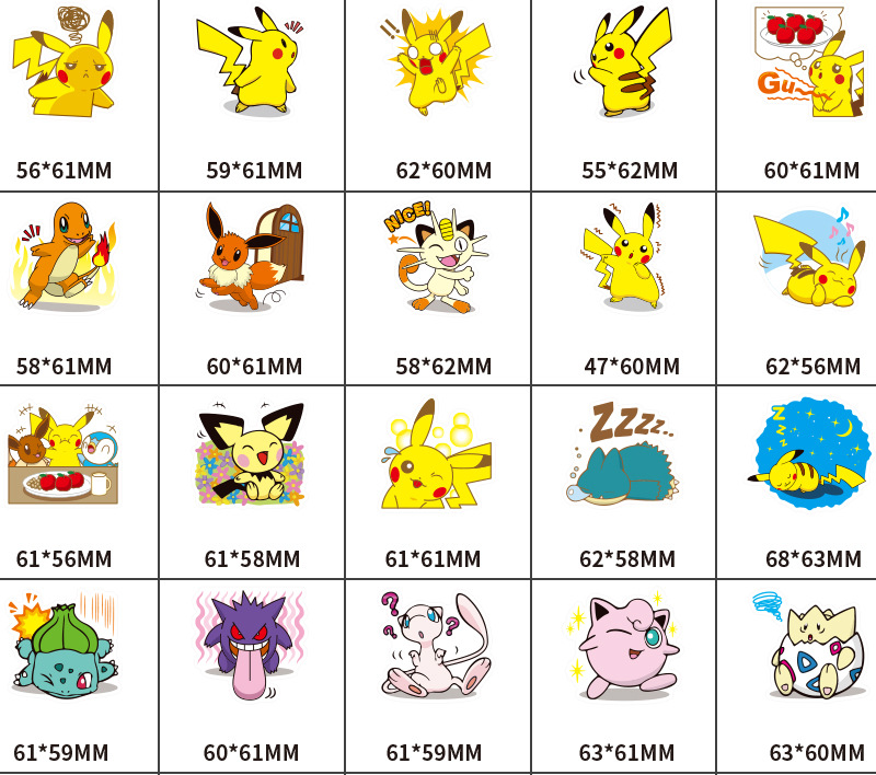 Bộ 80 miếng Sticker hình dán Pokemon