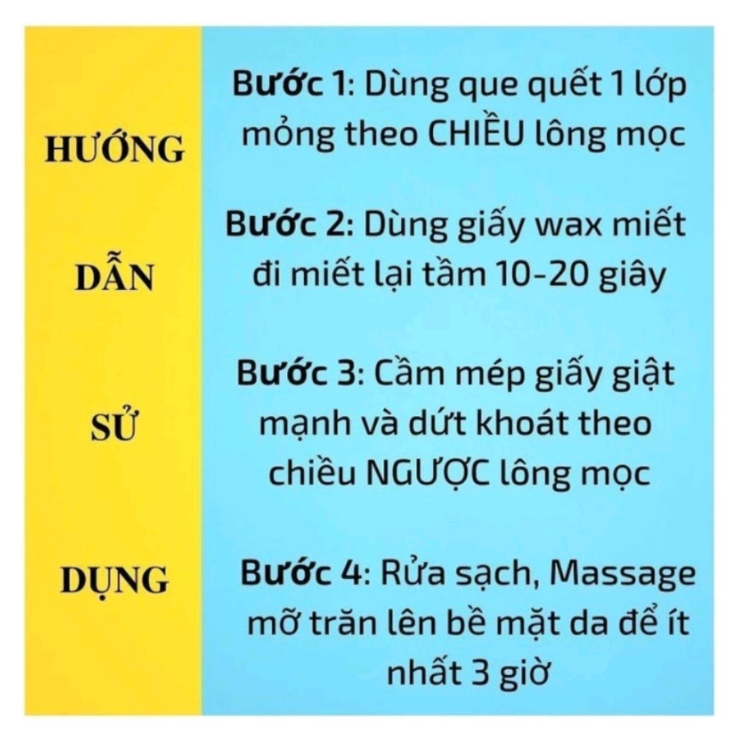 Cold wax an lành - Wax lông - Tẩy lông - Tặng 50 tờ giấy và 2 que wax Combo Set Sáp Triệt Lông Vĩnh Viễn Nách Tay Chân Lưng Ria Mép Bikini Ngực 350Gr 100% Thiên Nhiên