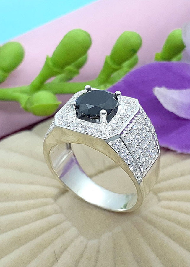 Nhẫn nam bạc 925 gắn đá 100% chất liệu bạc không xi mạ Bạc Quang Thản - NNA9â