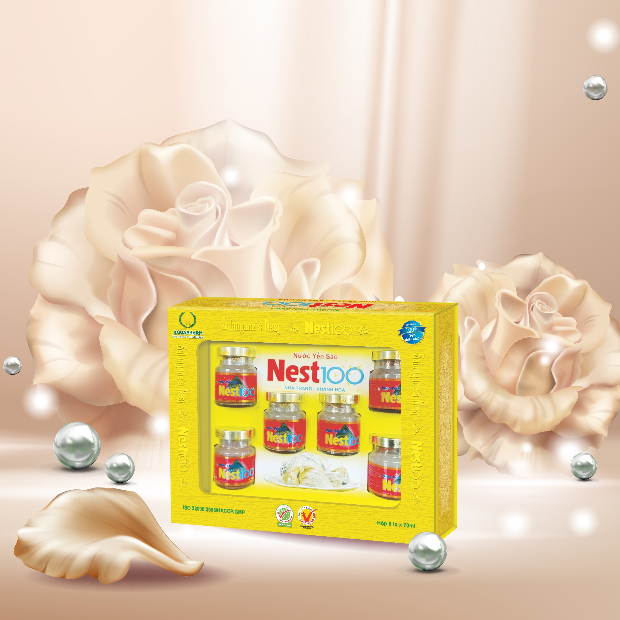 Nước Yến Sào Nest100 có đường - Hộp quà tăng - hộp 6 lọ 70ml