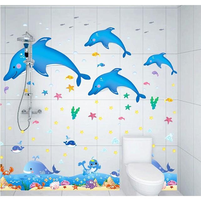 BỘ COMBO DECAL GHÉP ĐÔI TRANG TRÍ - Đại dương kết hợp chân biển xanh