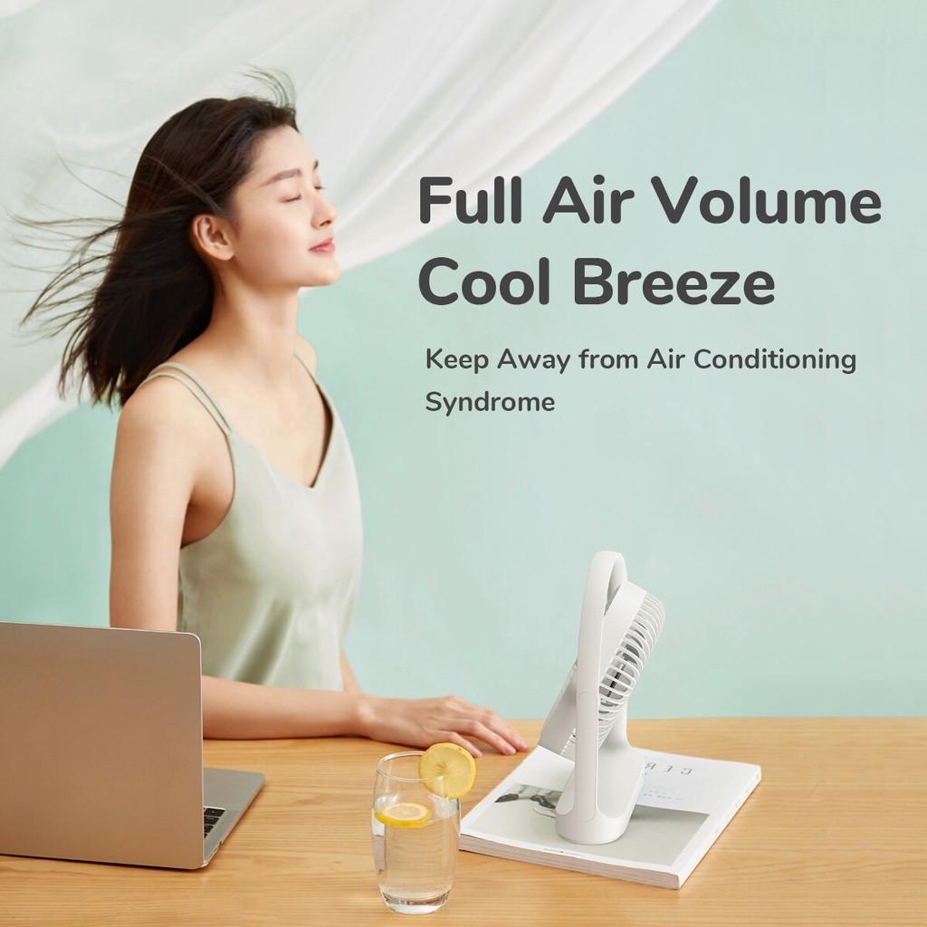 Quạt Để Bàn Tích Điện JISULIFE FA19 ABS Xoay 330 Độ - Pin 4000mAh Sử Dụng Lên Đến 15H - Hàng Chính Hãng
