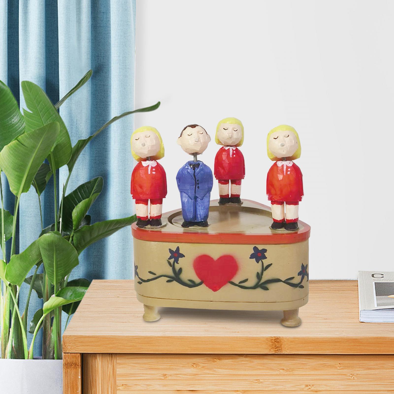 Kissing Couple Doll Music Box Creative Music Mechanism Rotating Statue for Birthday Gifts Boys