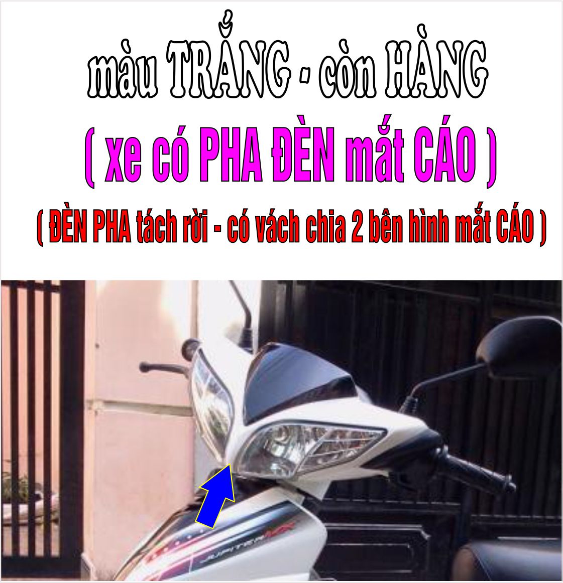 Bộ dàn áo xe màu TRẮNG gắn Jupiter MX, nhựa ABS nguyên sinh cao cấp
