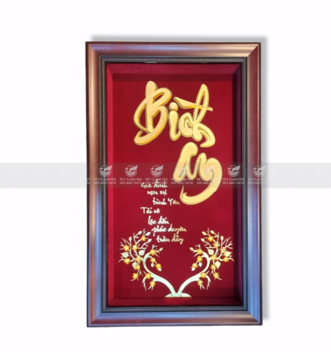 Tranh chữ bình an thư pháp dát vàng 24k 24k MT Gold Art- Hàng chính hãng, trang trí nhà cửa, phòng làm việc, quà tặng sếp, đối tác, khách hàng, tân gia, khai trương