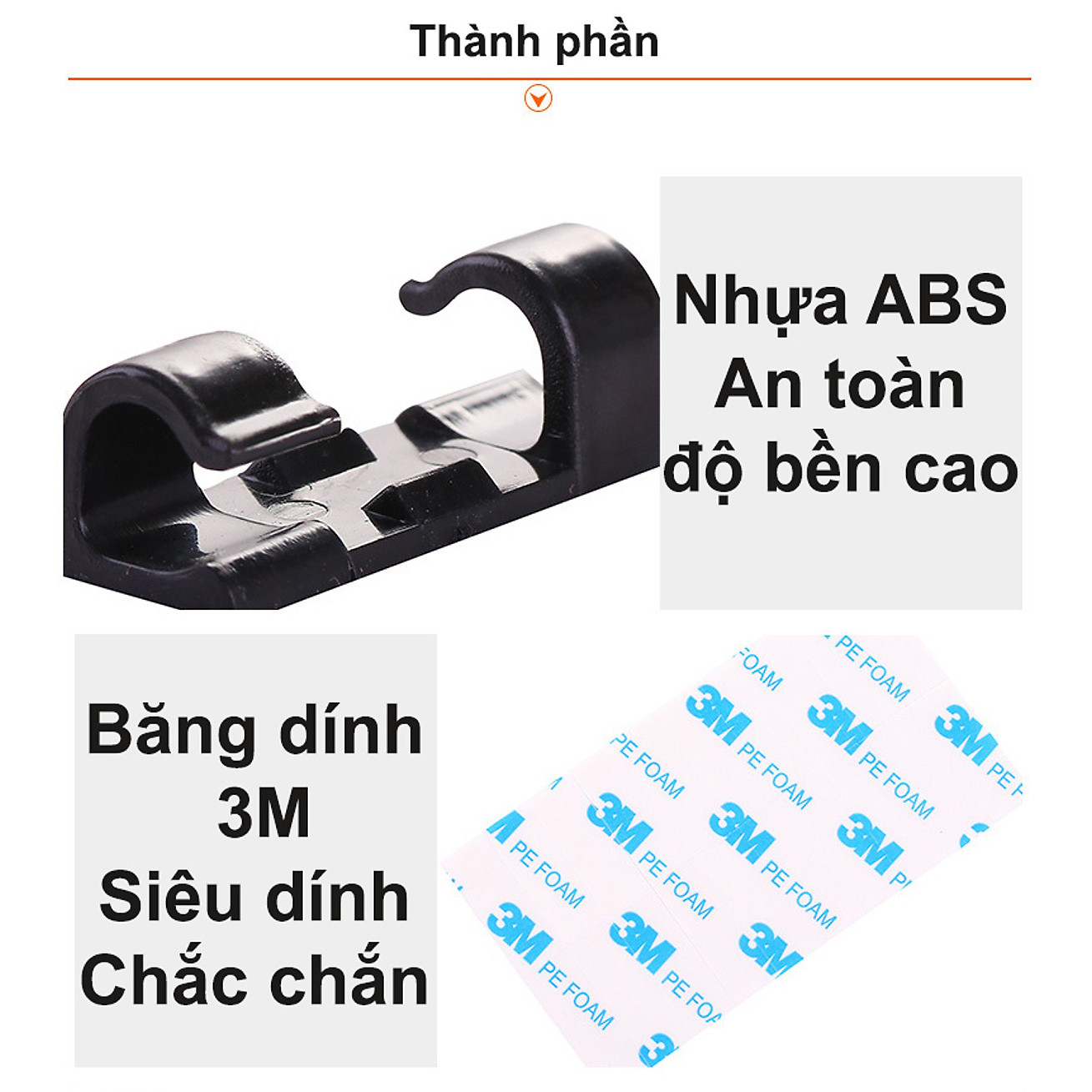 Bộ 16 nút dán kẹp giữ dây điện, dây cáp sạc điện thoại bàn làm việc, văn phòng