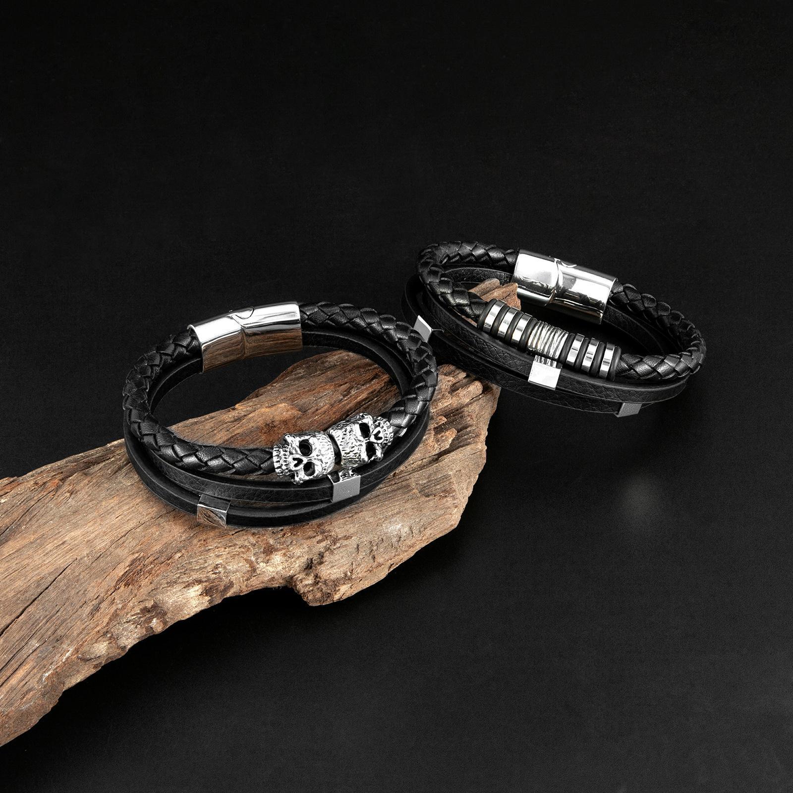 Punk Bracelet Titanium PU Leather