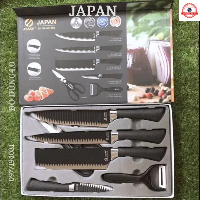 Bộ dao nhà bếp 6 món ASAKH JAPAN cao cấp