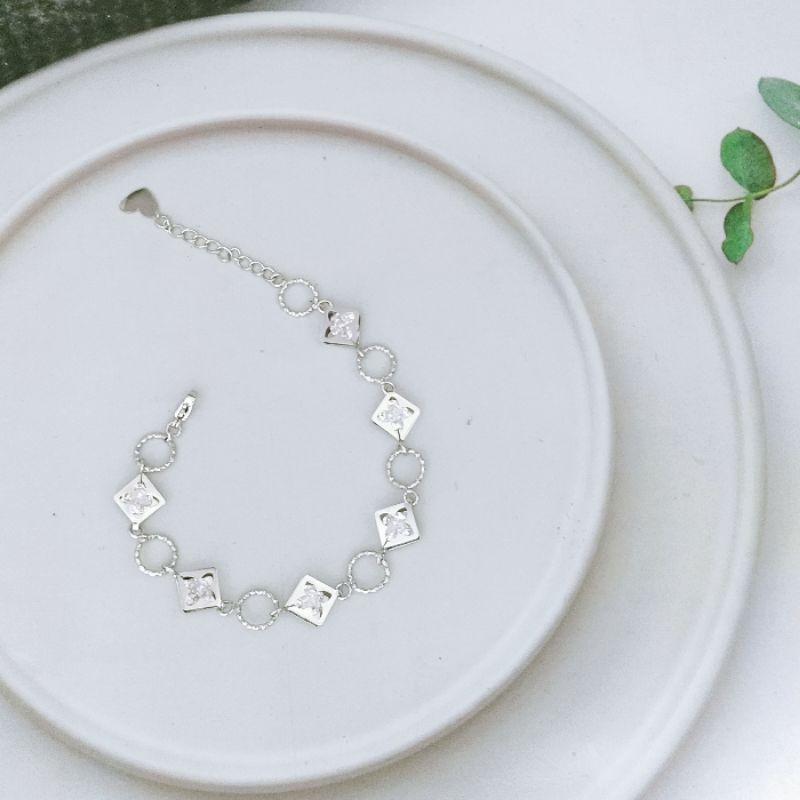 Lắc tay inox nữ hình thoi - tròn đẹp, không đen