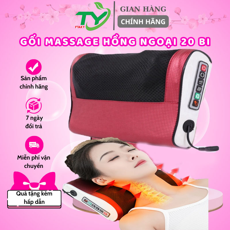 Gối Massage Đa Năng - Máy Mát xa Toàn Thân Nhiệt Hồng Ngoại - Chuyên Sâu Cho Cổ, Vai Gáy, Lưng Dưới, Đùi, Chân - Sử Dụng Tại Nhà, Văn Phòng, Trên Ô Tô - Quà Tặng Cho Bạn Bè, Người Thân