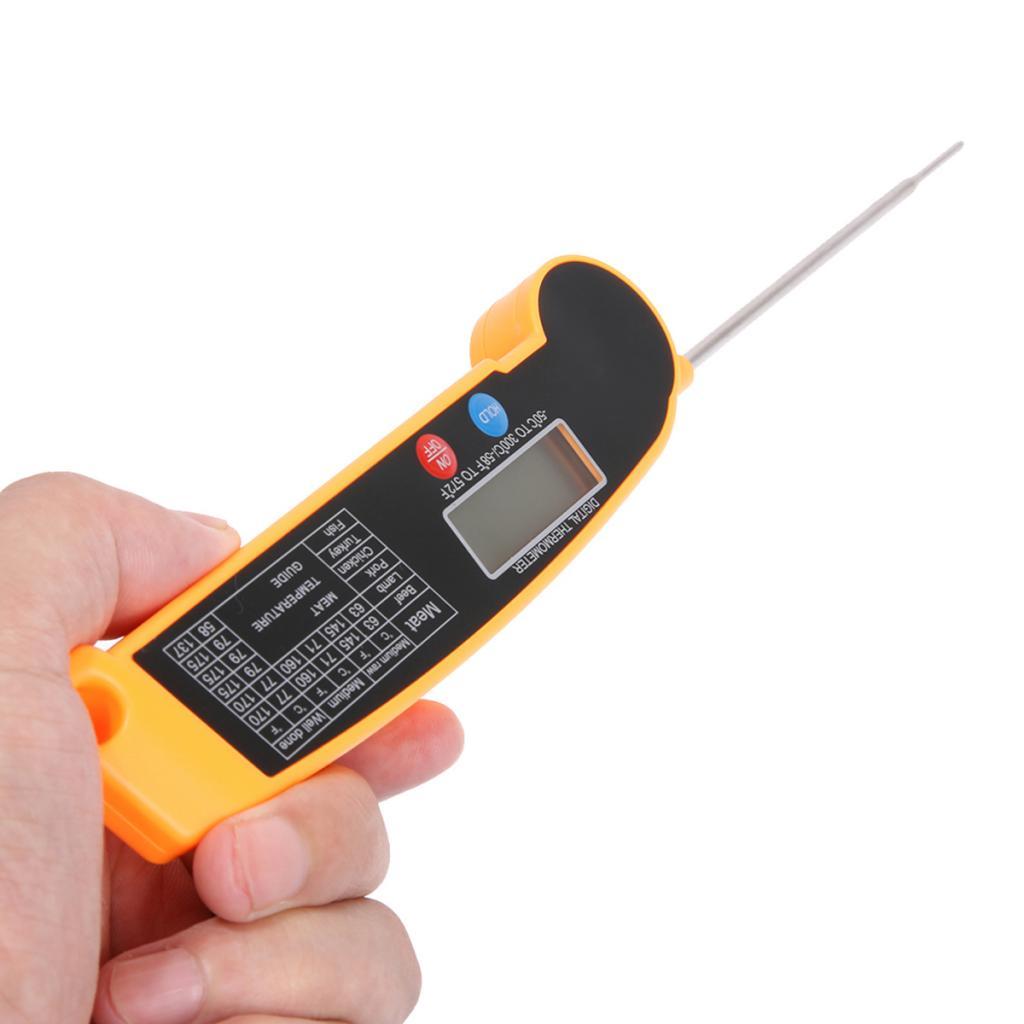 Digital Food Thermometer With Folding Long Probe BBQ Meat Water Milk Smoker Household Cooking Temperature Tools Black Yellow