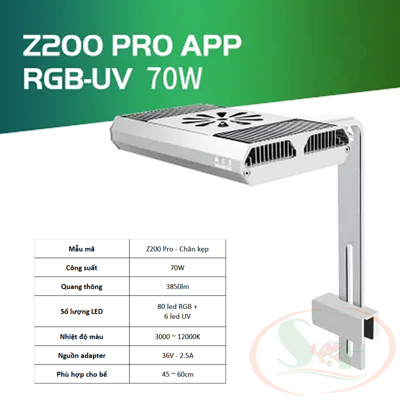 Đèn led Week RGB-UV Pro Z series Z200, Z400 kẹp treo bể thủy sinh cá tép cảnh