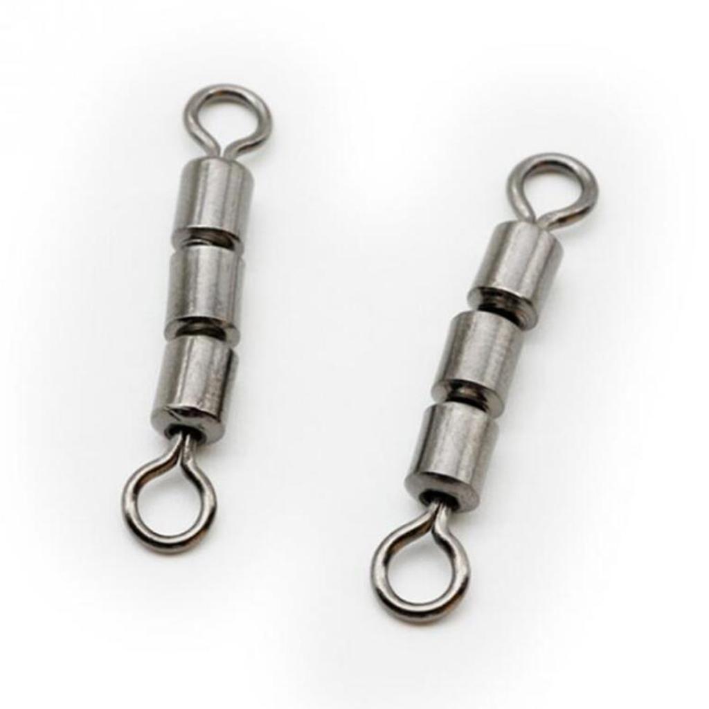 20x Fishing Triple Rolling Swivels Solid Hook Line Connector