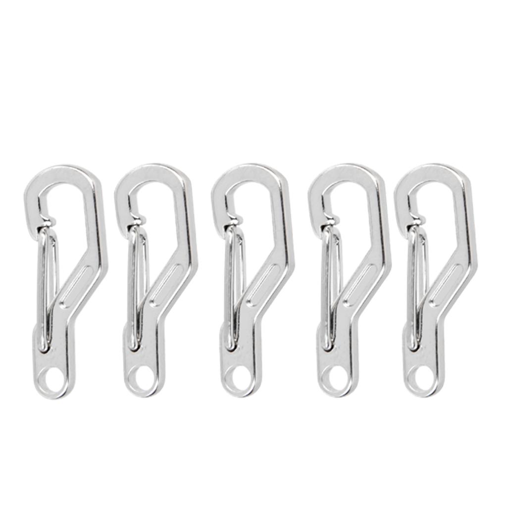 5pcs D Ring Climbing Hanging Buckle Snap Keychain Carabiners - Silver