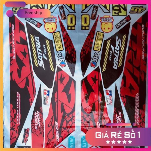 Tem rời Satria Fi 150 dán xe đỏ chất liệu Candy cao cấp ko bay màu bảo hành màu sắc vĩnh viễn