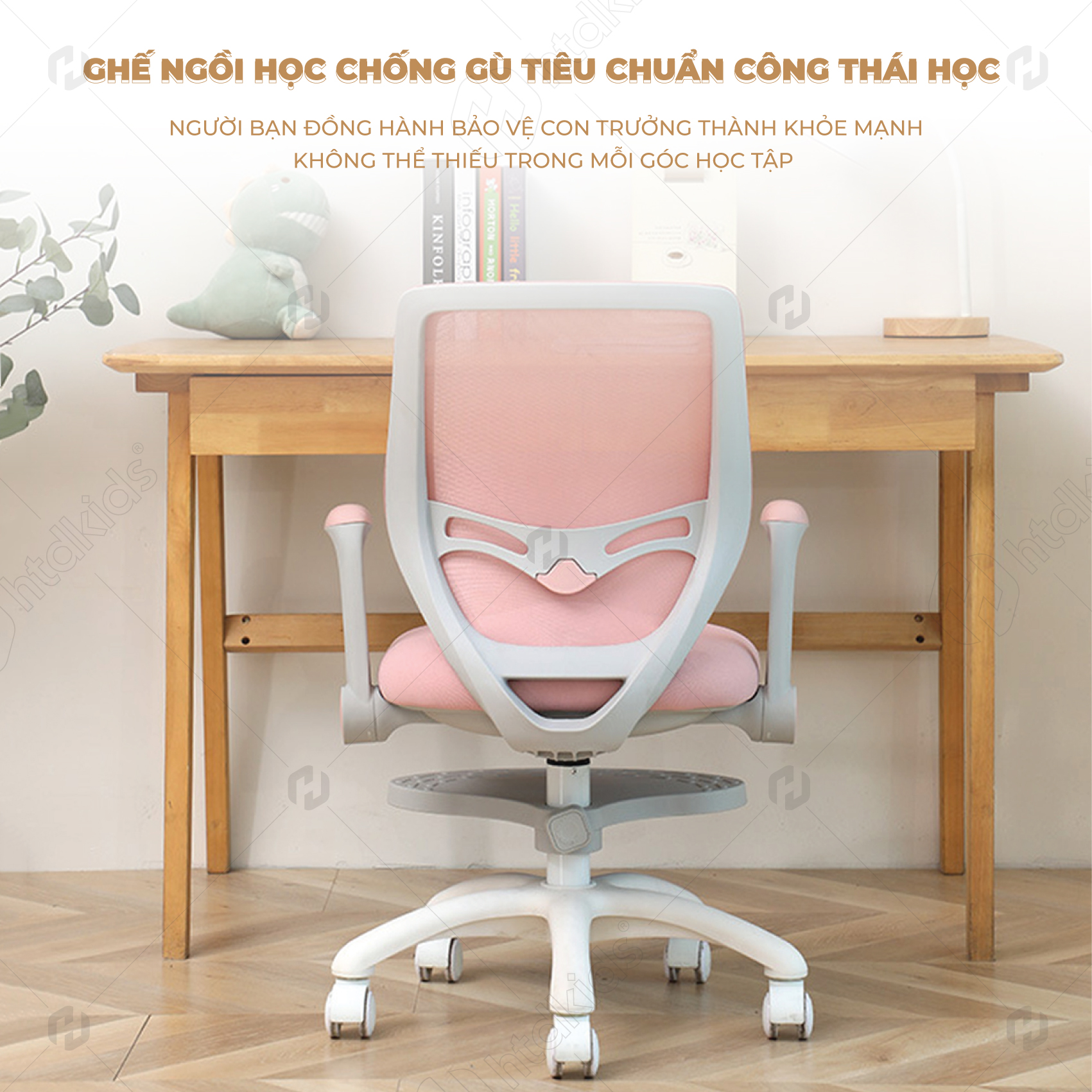 Ghế học sinh chống gù cho trẻ em tiểu học từ 5 - 18 tuổi tăng giảm chiều cao giúp trẻ có tư thế ngồi chuẩn khoa học chống cong vẹo cột sống HTDkids CM081