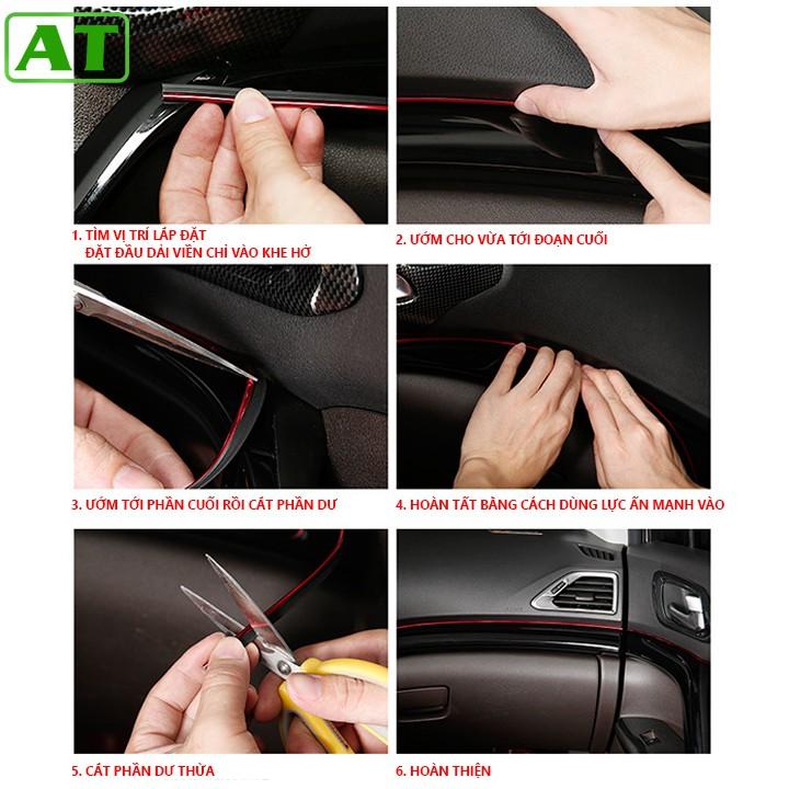 Cuộn 5m Chỉ Viền Nội Thất Ô Tô Xe Hơi Cao Cấp Không Cần Dán Tiện Lợi
